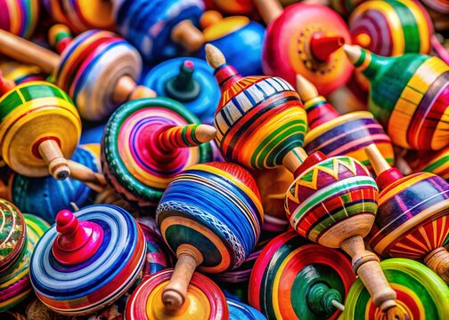 Vibrant Capirucho Craft, Traditional Mexican Toy, Colorful Whirligig with Spinning Action and Detail