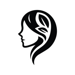 Spa wellness logo beauty woman head female flower icon vector