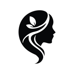 Spa wellness logo beauty woman head female flower icon vector