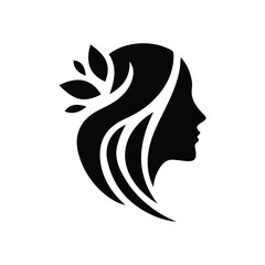 Spa wellness logo beauty woman head female flower icon vector