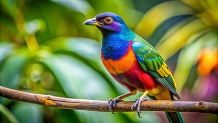 Obraz premium Vibrant Cenzontle perched on a branch showcasing its colorful plumage in a natural setting