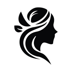 Spa wellness logo beauty woman head female flower icon vector