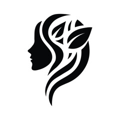 Spa wellness logo beauty woman head female flower icon vector