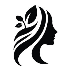 Spa wellness logo beauty woman head female flower icon vector