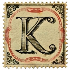 Stamp with alphabet K backgrounds paper text.