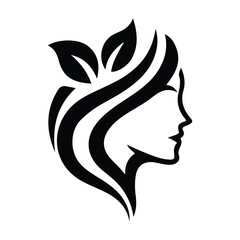 Spa wellness logo beauty woman head female flower icon vector