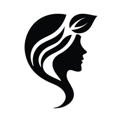 Spa wellness logo beauty woman head female flower icon vector