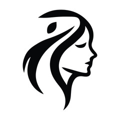 Spa wellness logo beauty woman head female flower icon vector