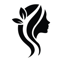 Spa wellness logo beauty woman head female flower icon vector