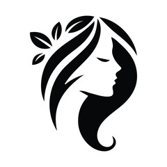 Spa wellness logo beauty woman head female flower icon vector