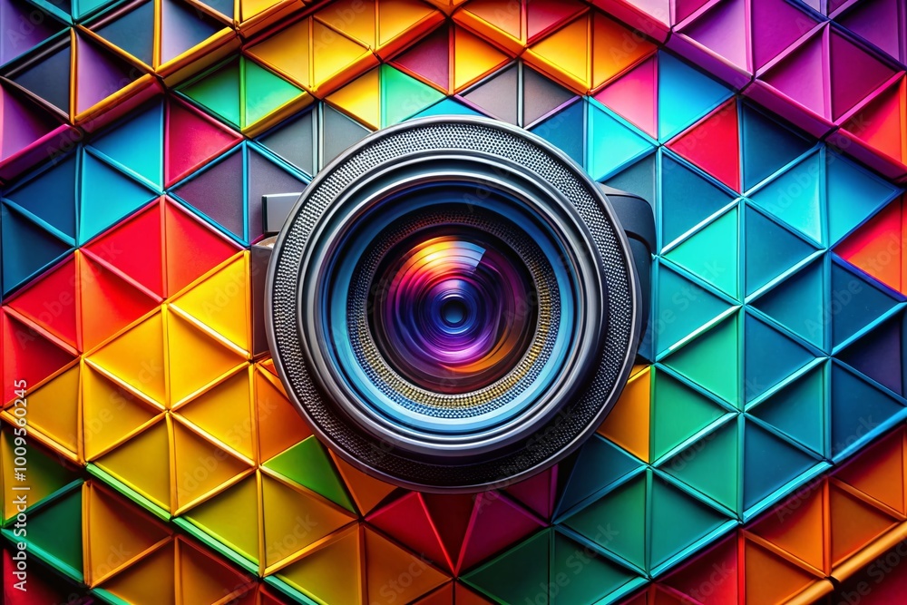 Poster vibrant colorful abstract geometric shapes creating unique visual patterns for modern design concept