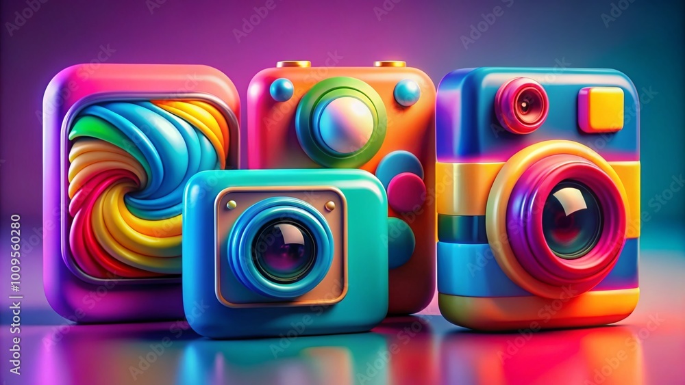 Poster vibrant colorful abstract icons for creative design projects and digital applications backgrounds