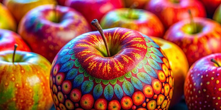 Vibrant Colorful Appla with Bright Patterns and Textures Perfect for Background or Decorative Use