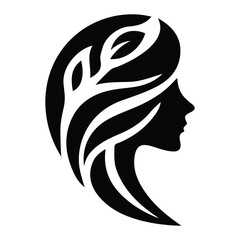 Spa wellness logo beauty woman head female flower icon vector