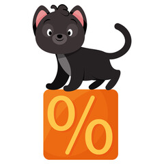 Cute Black Kitten On Sale For Halloween Sale