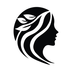 Spa wellness logo beauty woman head female flower icon vector