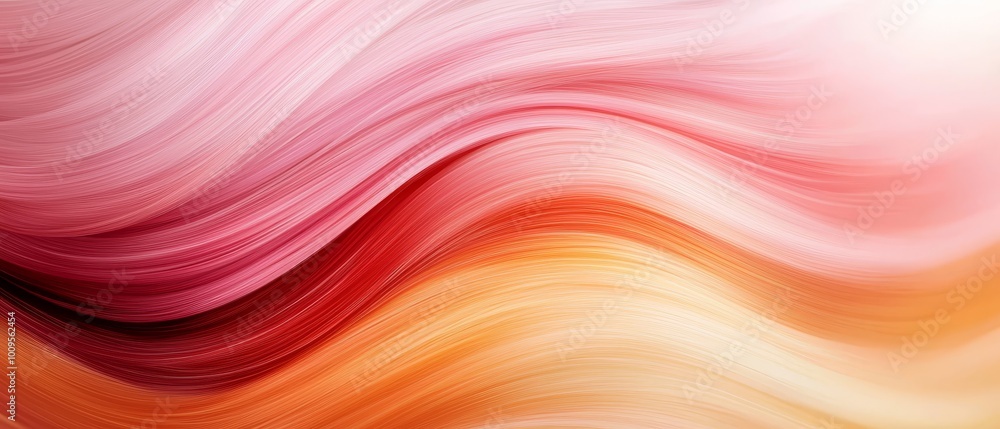 Wall mural a tight shot of a pink, orange, and yellow wavy design against a pristine white backdrop, ideal for 