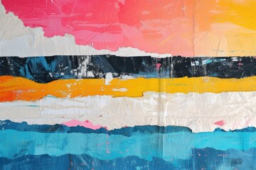 Abstract beach ripped paper art painting backgrounds.
