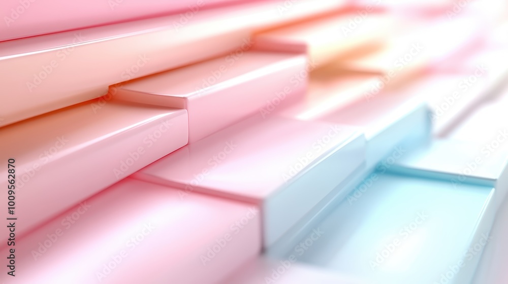 Poster image of modern stacked pastel-colored blocks creating a contemporary abstract visual with hues of p