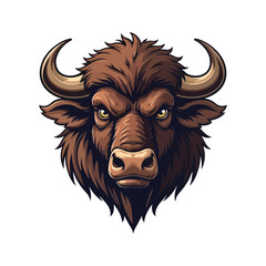 Fototapeta premium angry buffalo head vector illustration on white background