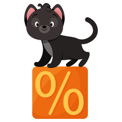 Cute Black Kitten On Sale For Halloween Sale