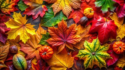 Vibrant Fall Leaves Design with Bright Colors and Textures Perfect for Seasonal Decor and Crafts