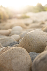 Smooth Pebble stones on a beach