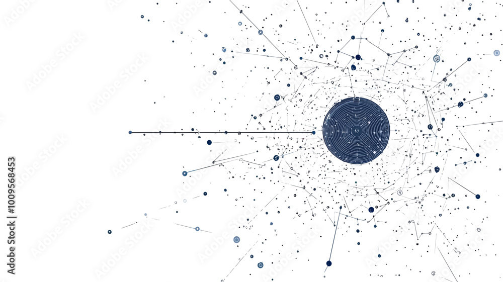Poster abstract mash line and point network target with stars and universe concept for business and technol