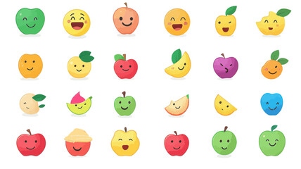New Emojis Editable Vector File - Fresh and Fun Fruit Emojis with Smiling Faces for Messaging and Design Projects