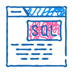 sql query database doodle icon sketch vector. sql query database sign. isolated symbol illustration