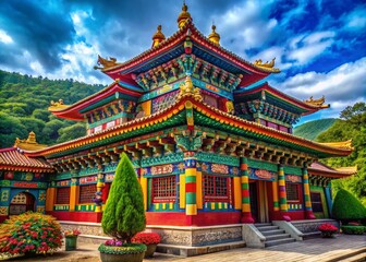 Fototapeta premium Vibrant Gonfalon Displaying Rich Colors and Intricate Designs, Perfect for Festivals and Celebrations