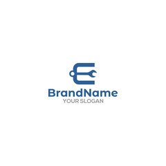 Simple E Wrench Logo Design