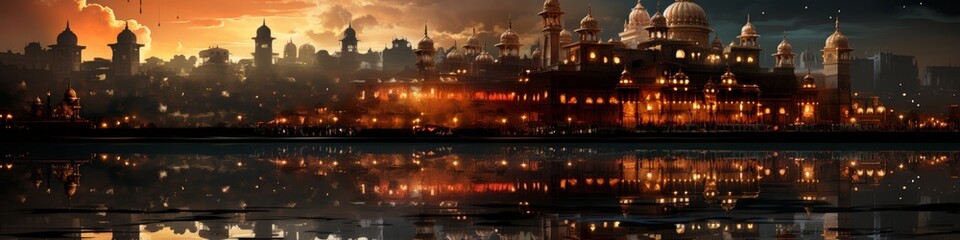 Fototapeta premium Beautiful Arabian Style Palace View of Hallway Created with Generative AI Technology