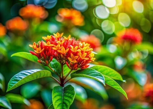 Vibrant Guso Plant with Green Leaves and Unique Flowering Structure Against a Natural Background