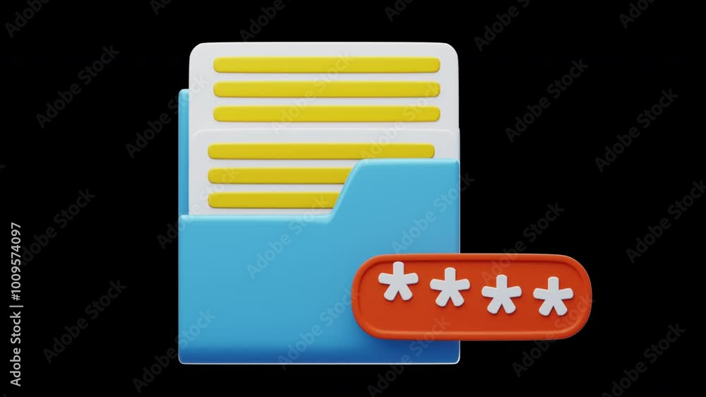 Poster 3d animation of folder password