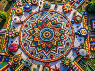 Vibrant Huichol Art Displaying Intricate Patterns and Symbols Reflecting Indigenous Cultural Heritage