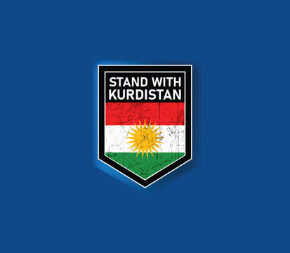 "Stand with Kurdistan" - Show your support with this powerful flag and shield design.