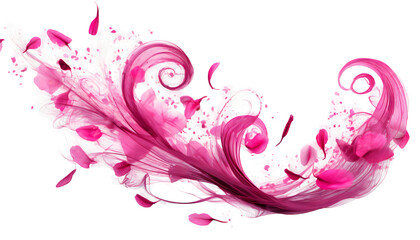 Wind swirls with flower pink petals Splash. Generative AI.