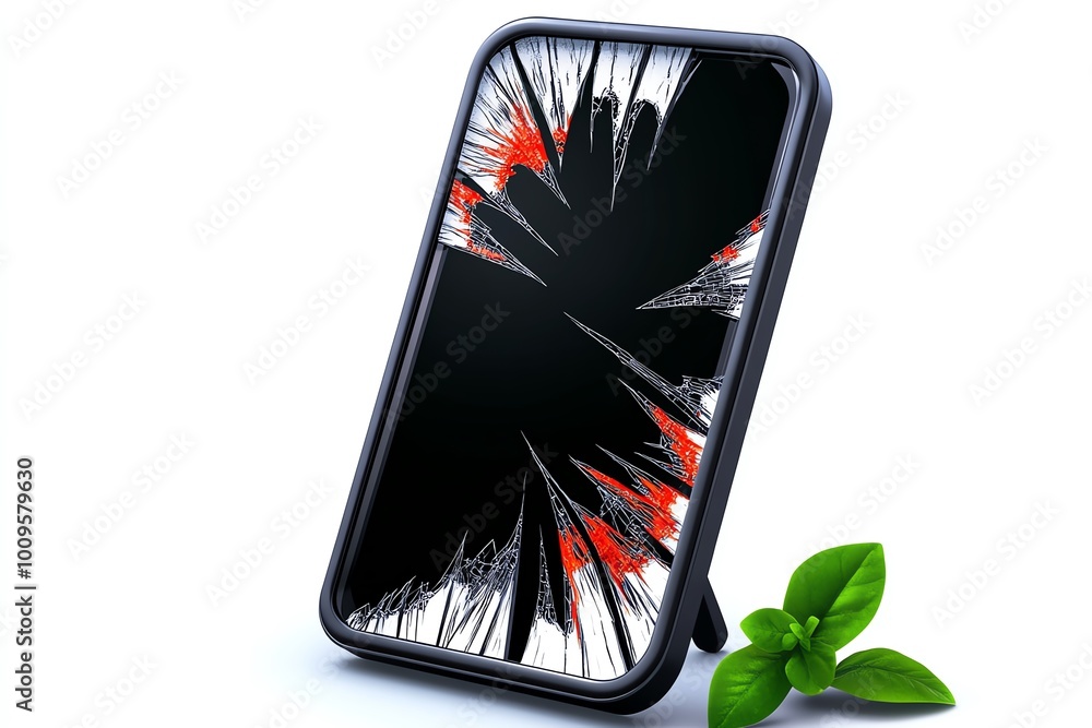 Poster minimalist illustration of a cracked mirror, with simple lines and muted colors representing self-re