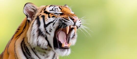  A tiger with its mouth open widely