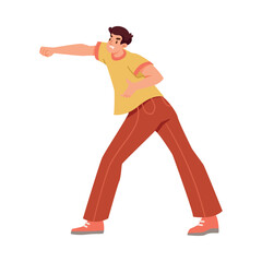 Man Fighting and Beating with Aggression and Violence Vector Illustration