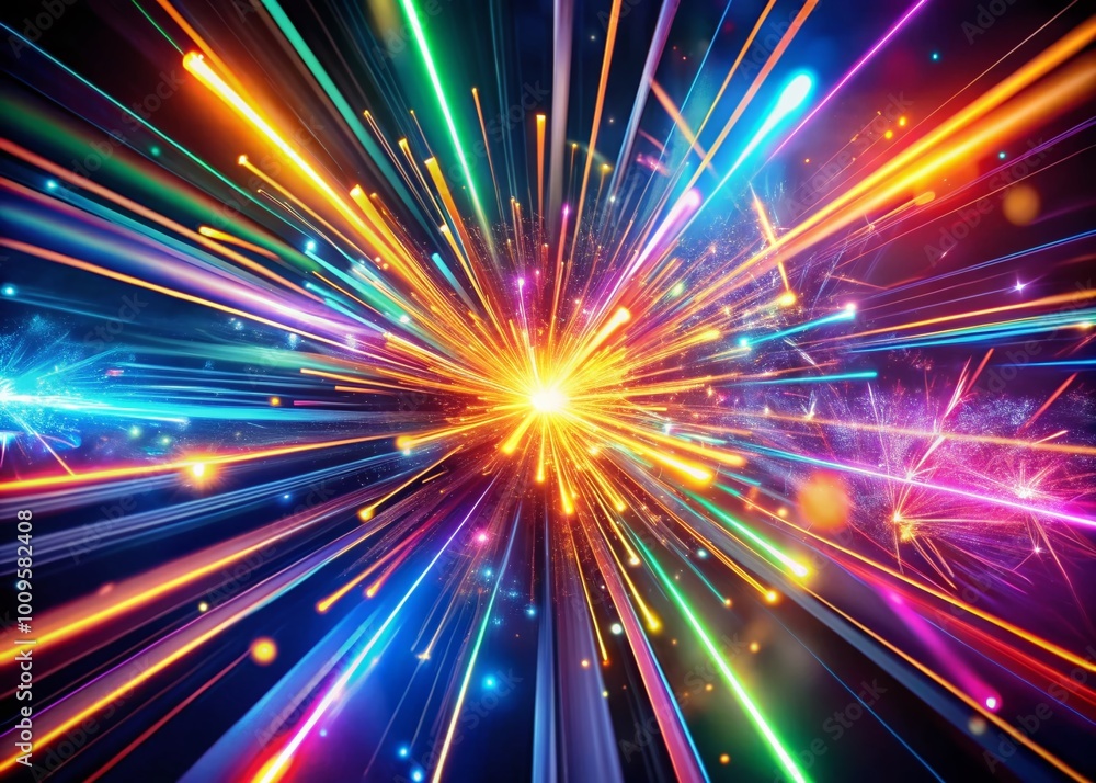 Poster vibrant neon spark lines creating dynamic energy and modern aesthetic in abstract background design