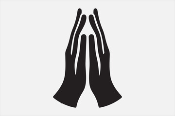 Silhouette two hands in a praying position