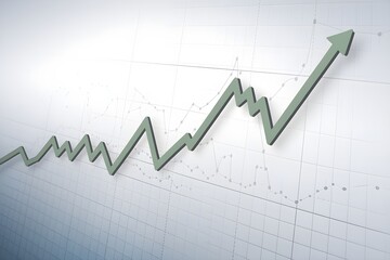 Green zigzag line fluctuates on white grid chart, representing data analysis