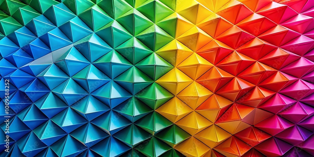 Poster vibrant rainbow geometric patterns creating a colorful abstract background for creative designs