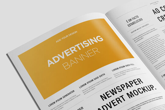 Newspaper Advertising Magazine Brochure Mockup 3D Rendering