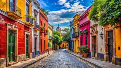 Fototapeta premium Vibrant Streets of Guadalajara Showcasing Colorful Architecture and Lively Urban Atmosphere