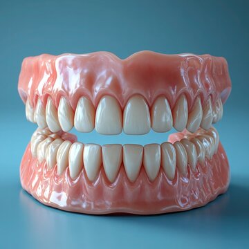 Realistic Denture Prosthesis on Isolated Background - Dental Care Concept