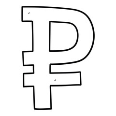 Obraz premium Hand drawn doodle ruble symbol on white background.