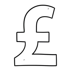 Obraz premium Hand drawn doodle pound symbol on white background.